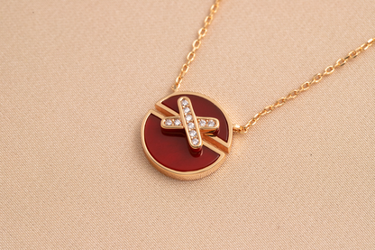 [Clara Jewels]JEUX DE PINK GOLD DIAMOND NECKLACE
