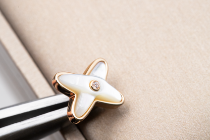 [Clara Jewels]JEUX DE WHITE MOP PINK GOLD DIAMOND EARRINGS