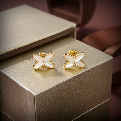 [Clara Jewels]JEUX DE WHITE MOP GOLD DIAMOND EARRINGS