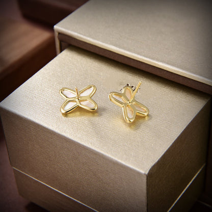 [Clara Jewels]JEUX DE WHITE MOP GOLD DIAMOND EARRINGS