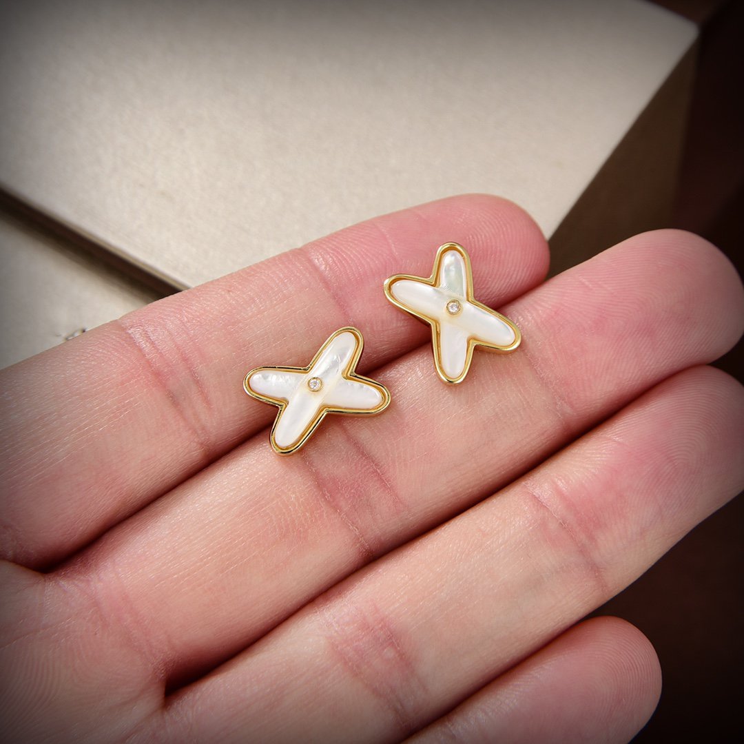 [Clara Jewels]JEUX DE WHITE MOP GOLD DIAMOND EARRINGS