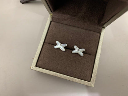 [Clara Jewels]JEUX DE WHITE MOP SILVER DIAMOND EARRINGS