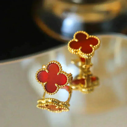[Clara Jewels]CLOVER MEDIUM 1 MOTIFS CARNELIAN  EARRINGS
