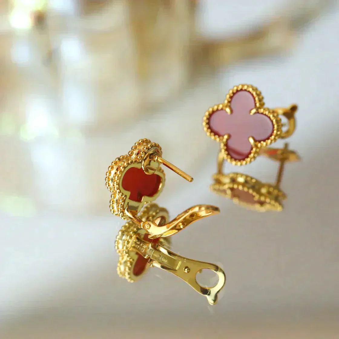[Clara Jewels]CLOVER MEDIUM 1 MOTIFS CARNELIAN  EARRINGS