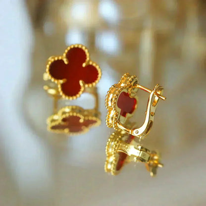 [Clara Jewels]CLOVER MEDIUM 1 MOTIFS CARNELIAN  EARRINGS
