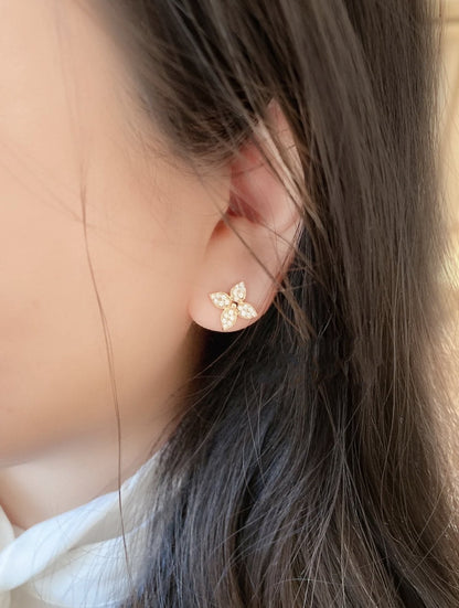 [Clara Jewels]STAR BLOSSOM STUD EARRINGS PINK GOLD DIAMONDS