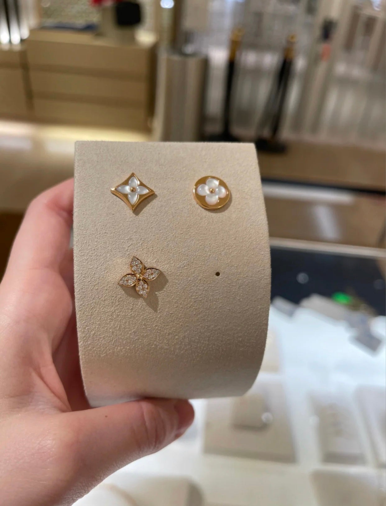 [Clara Jewels]STAR BLOSSOM STUD EARRINGS PINK GOLD DIAMONDS