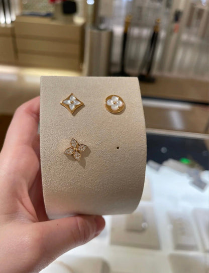 [Clara Jewels]STAR BLOSSOM STUD EARRINGS PINK GOLD DIAMONDS