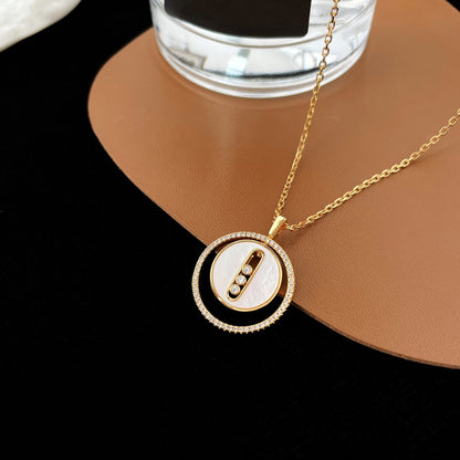 [Clara Jewely]LUCKY MOVE MM NACRE BLANCHE DIAMOND NECKLACE