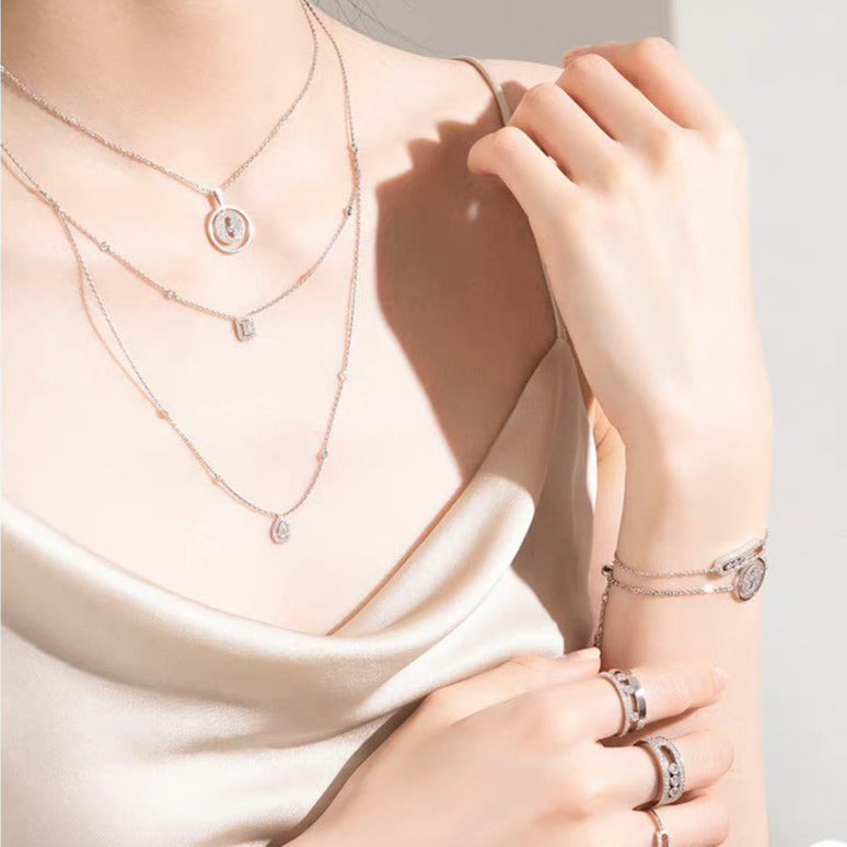 [Clara Jewely]LUCKY MOVER PM PAVED NECKLACE