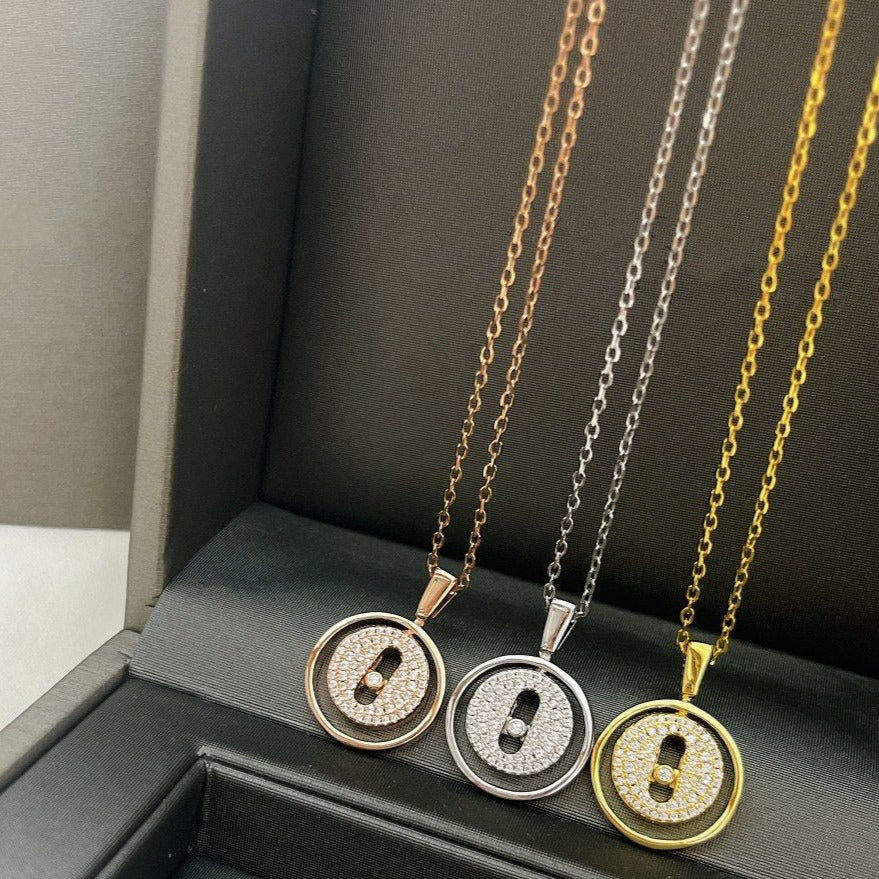 [Clara Jewely]LUCKY MOVER PM PAVED NECKLACE