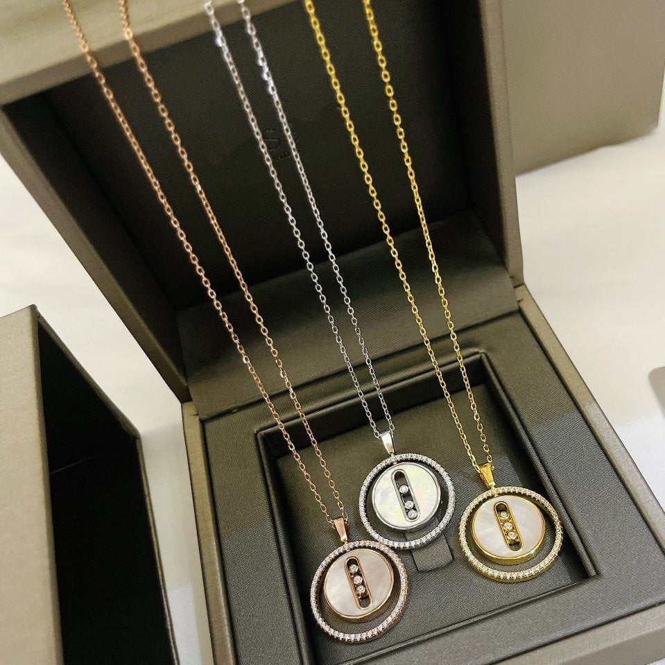 [Clara Jewely]LUCKY MOVE MM NACRE BLANCHE DIAMOND NECKLACE