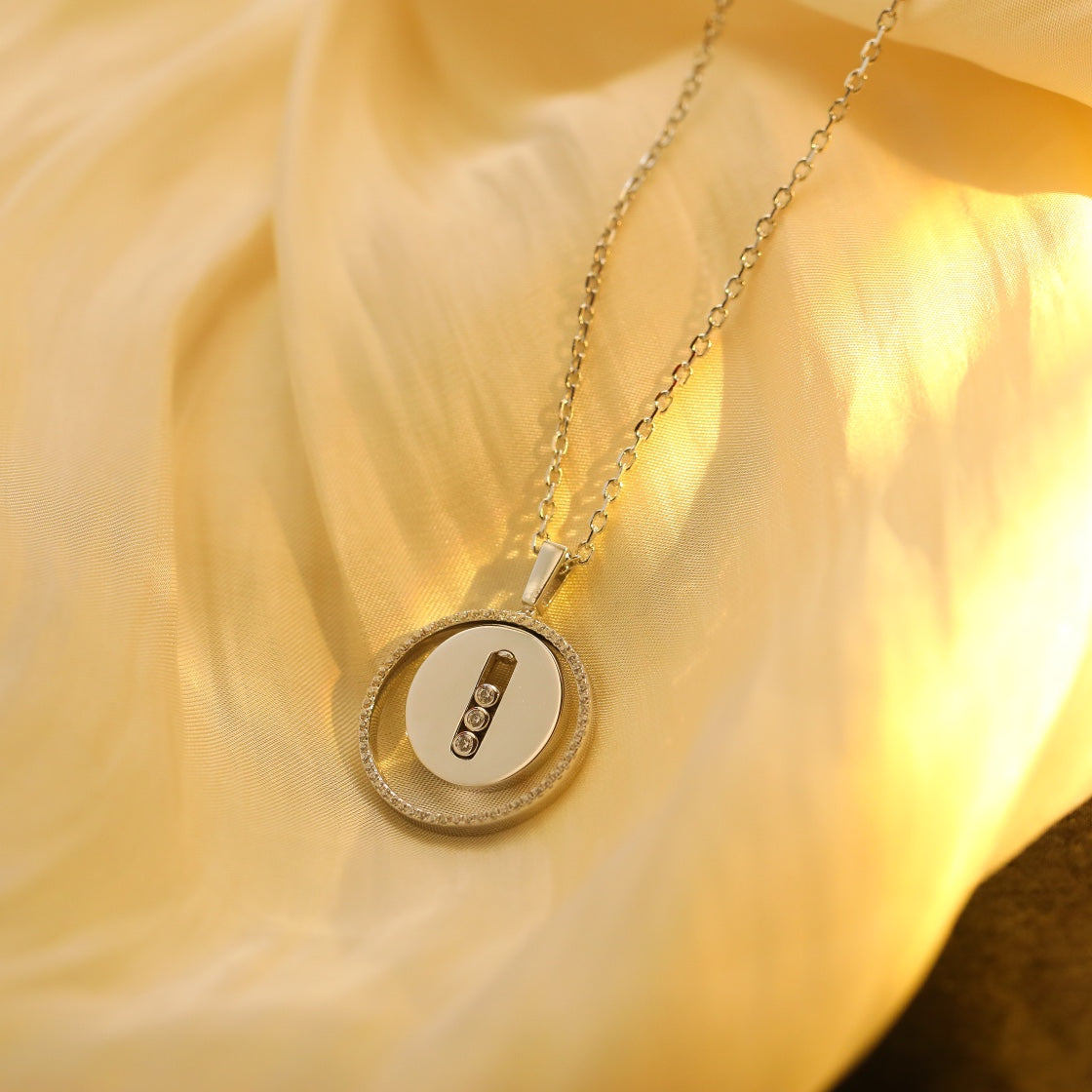 [Clara Jewely]LUCKY MOVE MM SILVER DIAMOND NECKLACE