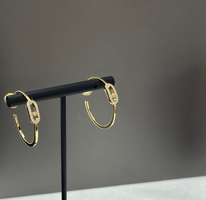 [Clara Jewely]CREOLES MOVE UNO PM DIAMOND EARRINGS