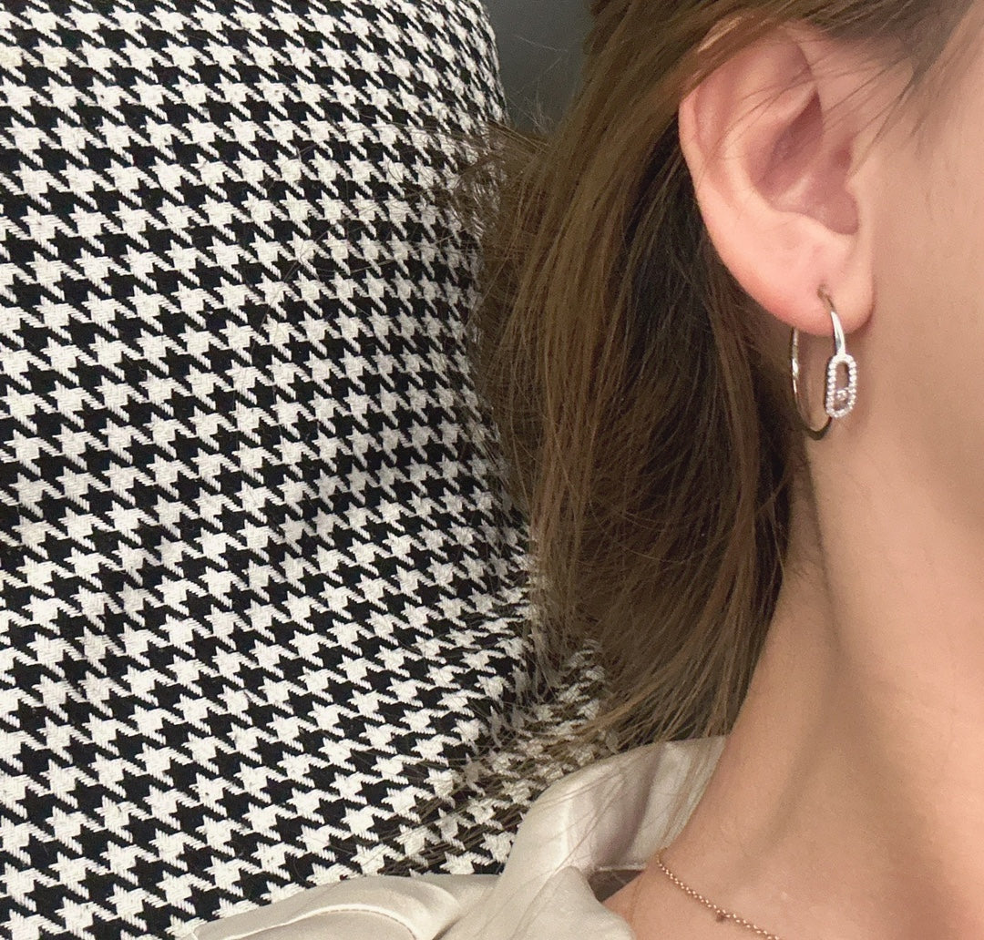 [Clara Jewely]CREOLES MOVE UNO PM DIAMOND EARRINGS