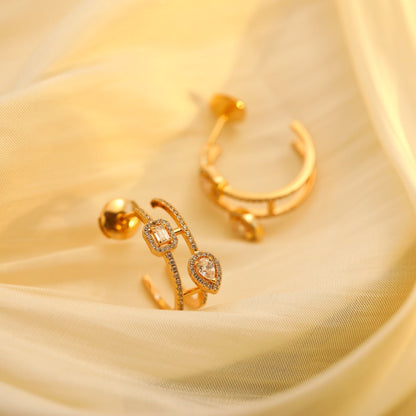 [Clara Jewely]CREOLES MY TWIN 2 RANGS SILVER DIAMOND EARRINGS