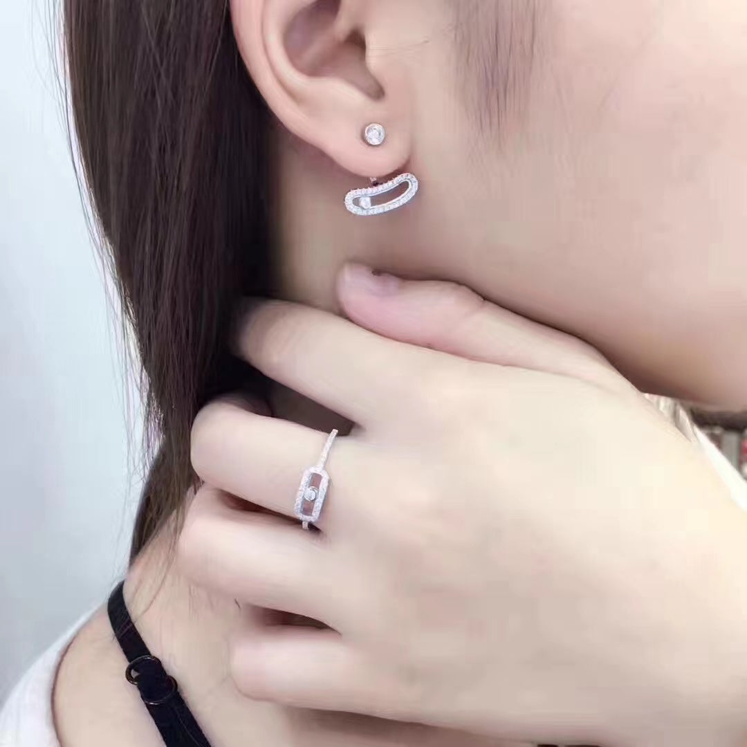 [Clara Jewely]MOVE UNO SILVER DIAMOND EARRINGS