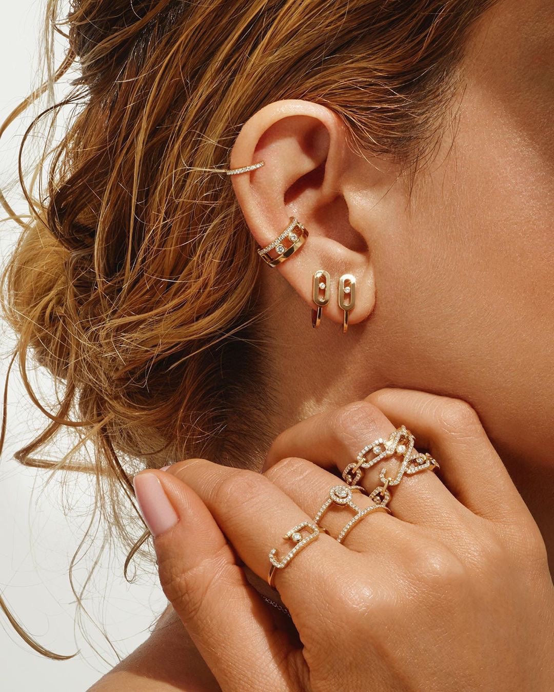 [Clara Jewely]CREOLES MOVE UNO MINI 1 DIAMOND EARRINGS