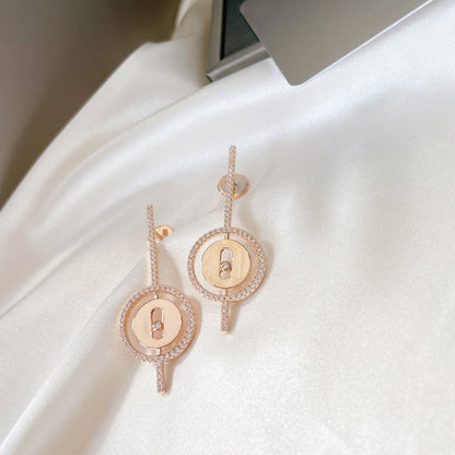 [Clara Jewely]LUCKY MOVE ARROW PINK GOLD DIAMOND EARRINGS