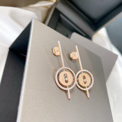[Clara Jewely]LUCKY MOVE ARROW PINK GOLD DIAMOND EARRINGS