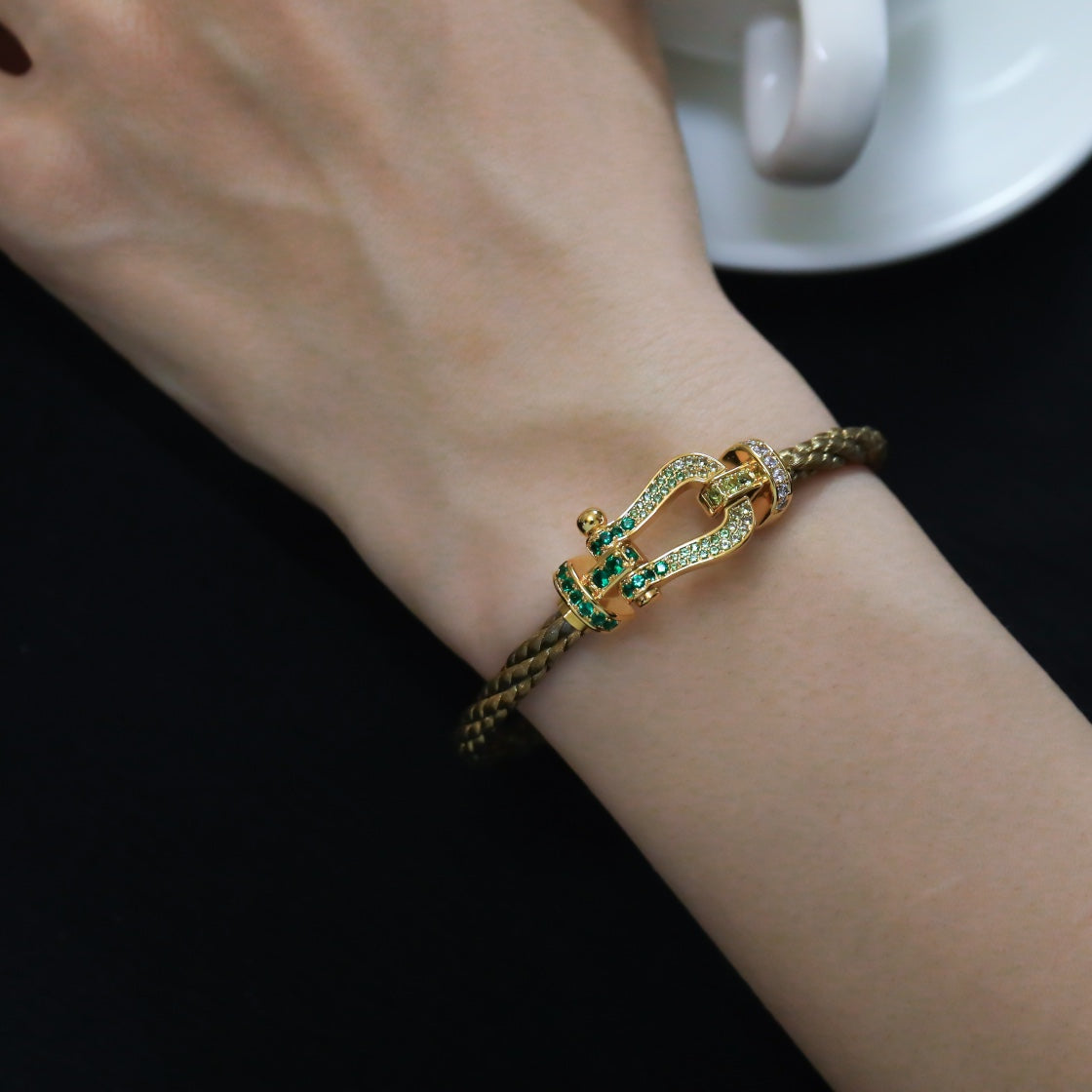 [Clara Jewels]FORCE 10 GOLD GREEN DIAMOND PAVED