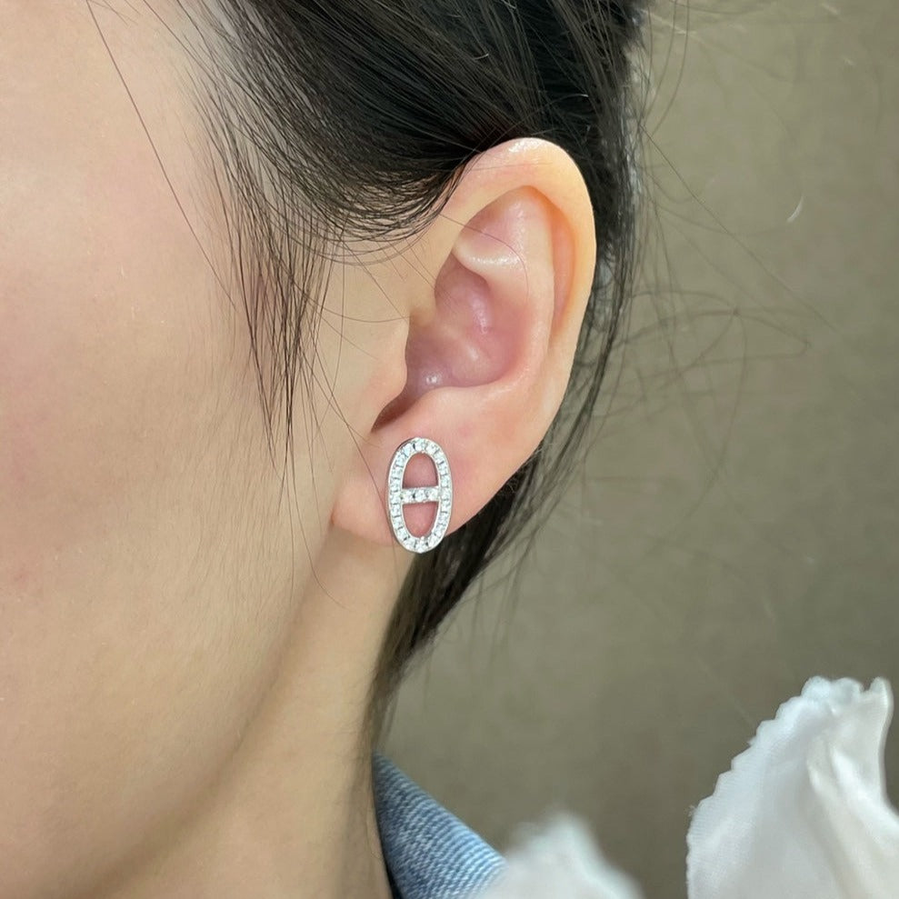 [Clara Jewels]HM FULL DIAMOND PIG NOSE STUD EARRINGS