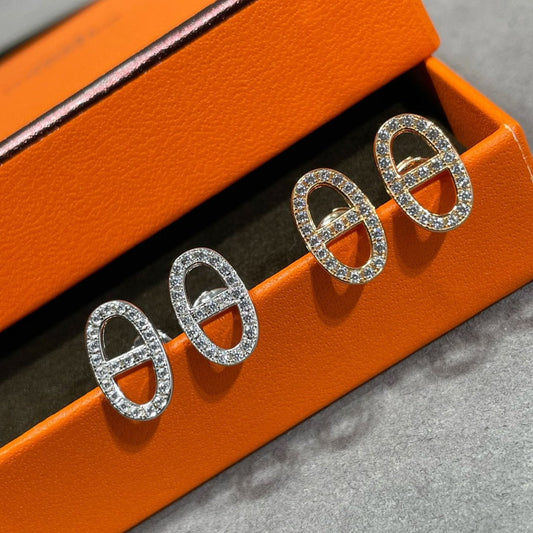 [Clara Jewels]HM FULL DIAMOND PIG NOSE STUD EARRINGS