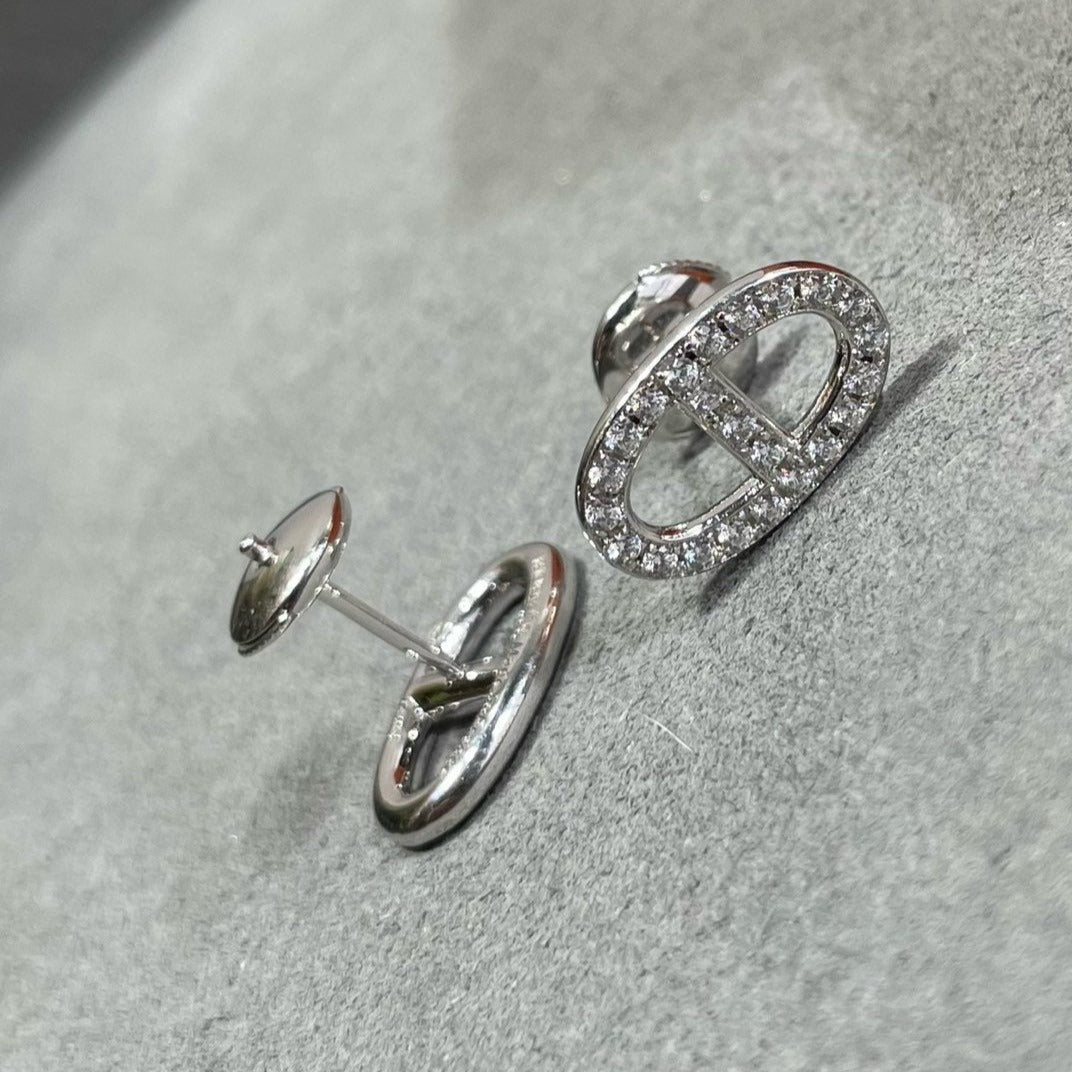 [Clara Jewels]HM FULL DIAMOND PIG NOSE STUD EARRINGS