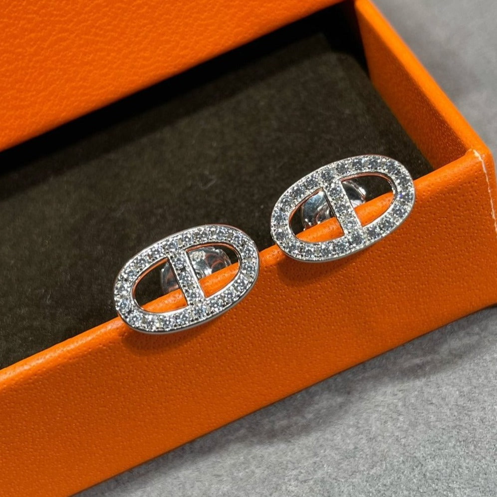 [Clara Jewels]HM FULL DIAMOND PIG NOSE STUD EARRINGS