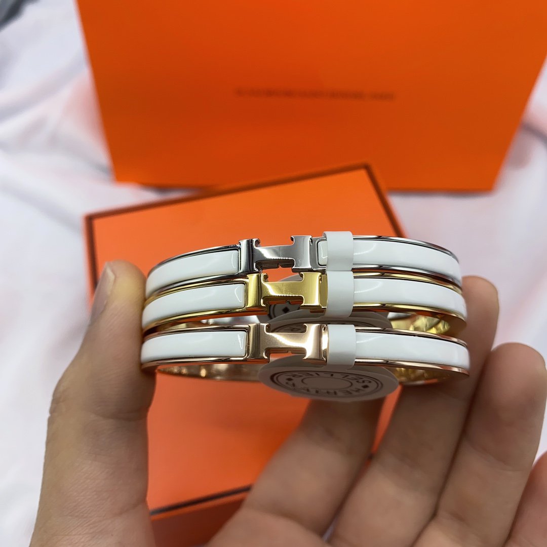 [Clara Jewels]CLASSIC HM CLIC WHITE 8MM ENAMEL BRACELET