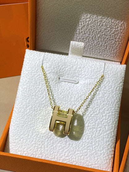[Clara Jewels]HM CLIC YELLOW ENAMEL GOLD NECKLACE
