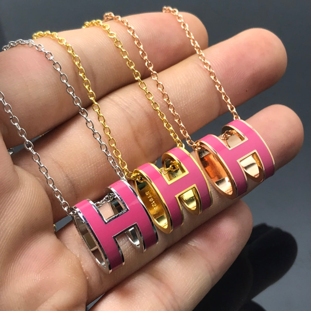 [Clara Jewels]H NECKLACE PINK