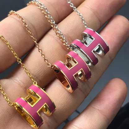 [Clara Jewels]H NECKLACE PINK