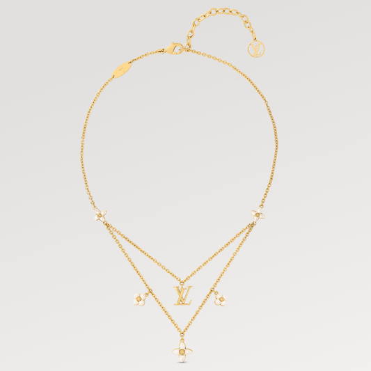 [Clara Jewels]FLOWERGRAM GOLD MOP DOUBLE ROW NECKLACE