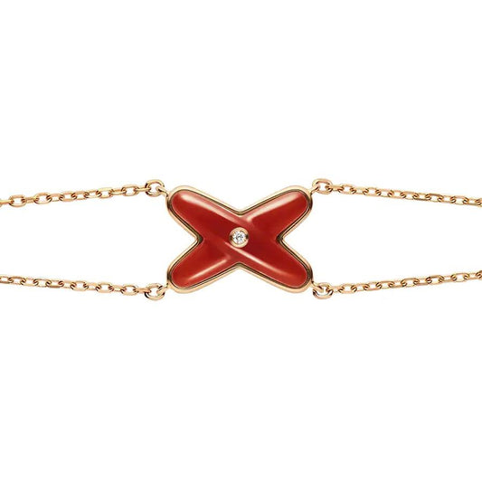 [Clara Jewels]JEUX BRACELET CARNELIAN PINK GOLD 1 DIAMOND