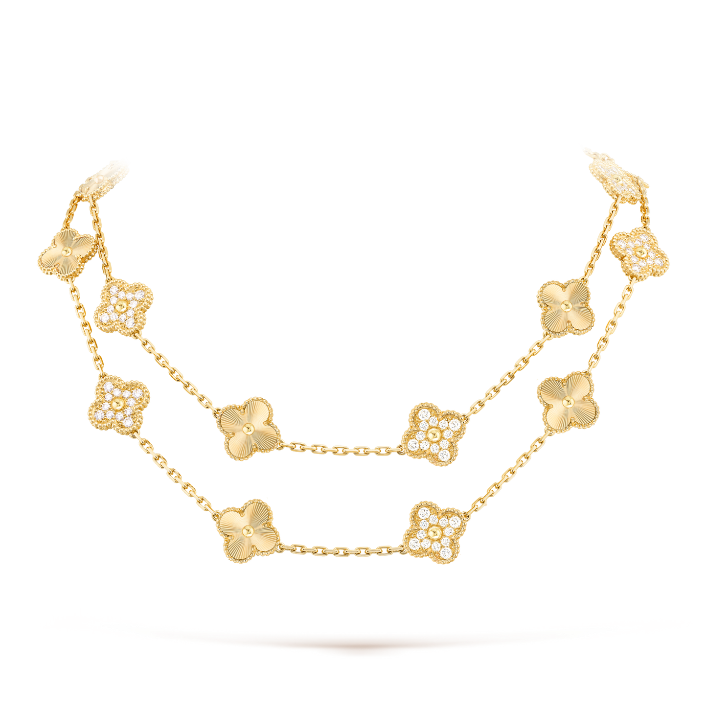 [Clara Jewels]CLOVER 20 MOTIFS LASER DIAMOND NECKLACE