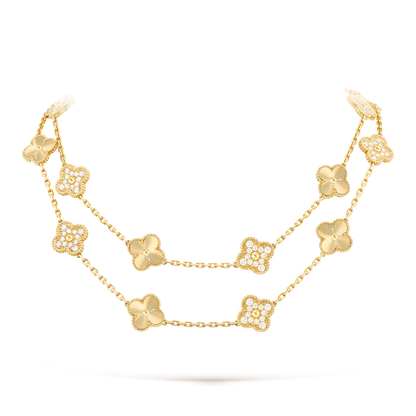 [Clara Jewels]CLOVER 20 MOTIFS LASER DIAMOND NECKLACE