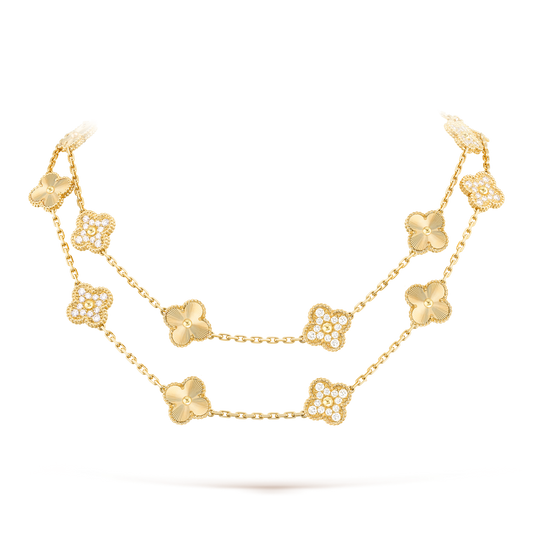 [Clara Jewels]CLOVER 20 MOTIFS LASER DIAMOND NECKLACE