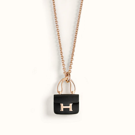 [Clara Jewels]CONSTANCE BLACK PEDANT PINK GOLD NECKLACE