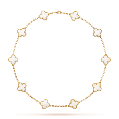 [Clara Jewels]CLOVER 10 MOTIFS WHITE MOTHER OF PEARL NECKLACE