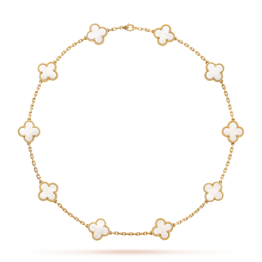 [Clara Jewels]CLOVER 10 MOTIFS WHITE MOTHER OF PEARL NECKLACE