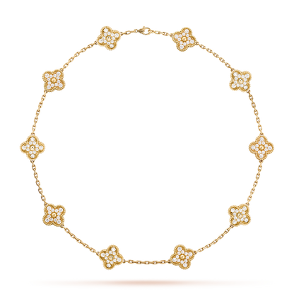[Clara Jewels]CLOVER 10 MOTIFS DIAMOND NECKLACE