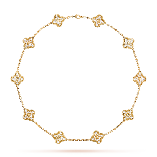 [Clara Jewels]CLOVER 10 MOTIFS DIAMOND NECKLACE
