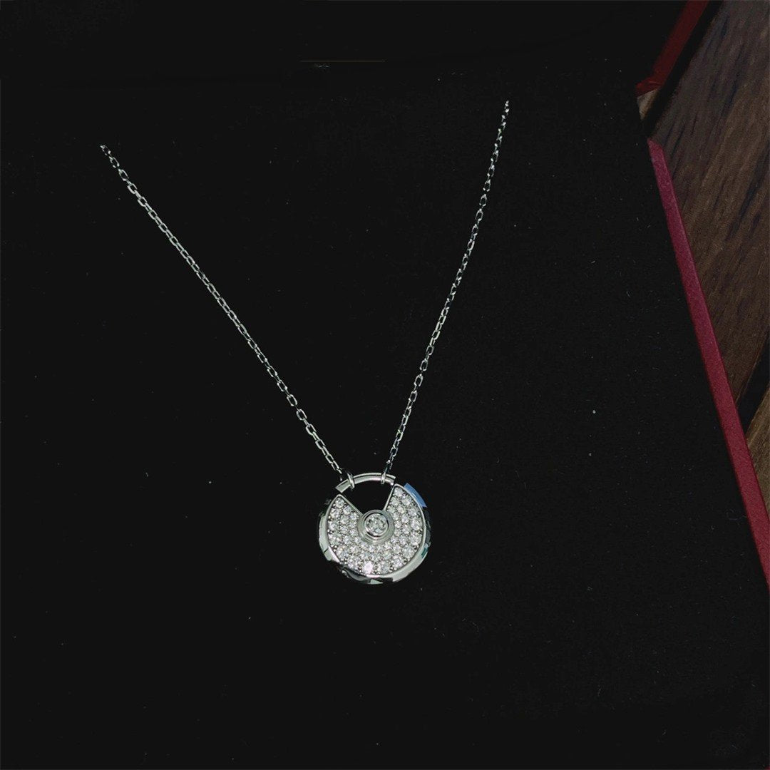 [Clara Jewels]AMULETTE SILVER FULL DIAMOND NECKLACE