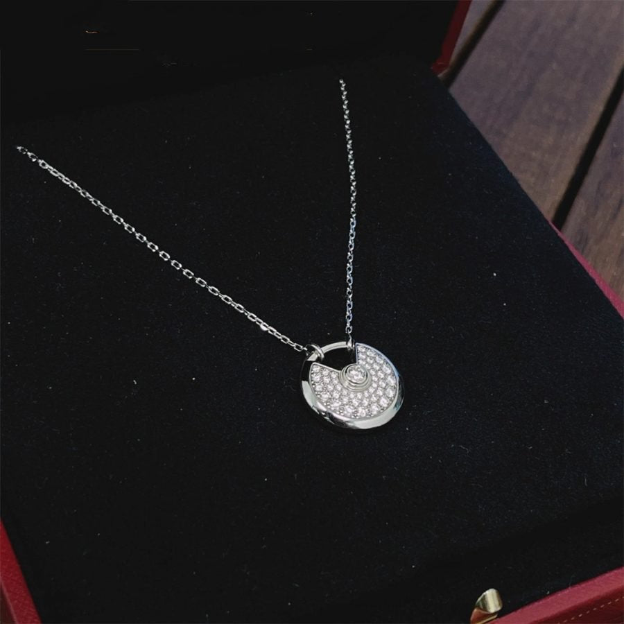 [Clara Jewels]AMULETTE SILVER FULL DIAMOND NECKLACE