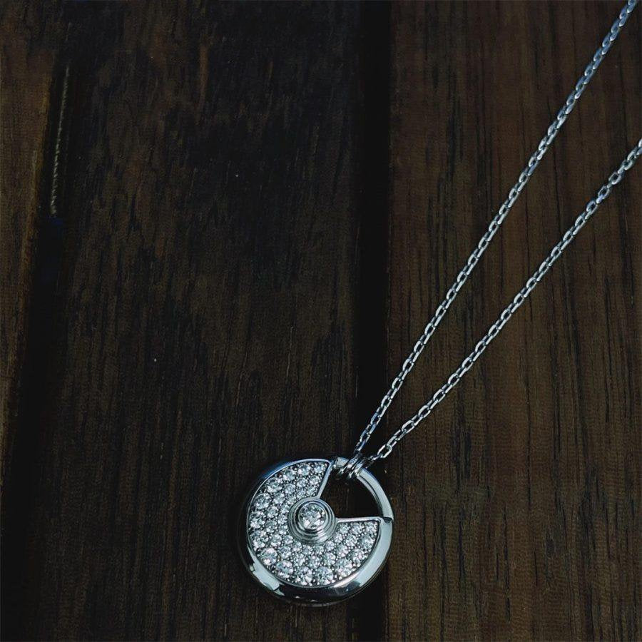 [Clara Jewels]AMULETTE SILVER FULL DIAMOND NECKLACE