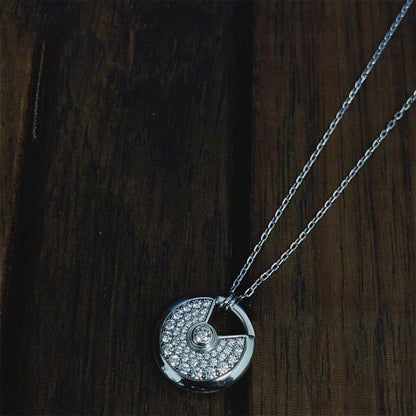 [Clara Jewels]AMULETTE SILVER FULL DIAMOND NECKLACE