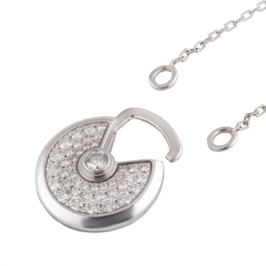 [Clara Jewels]AMULETTE SILVER FULL DIAMOND NECKLACE