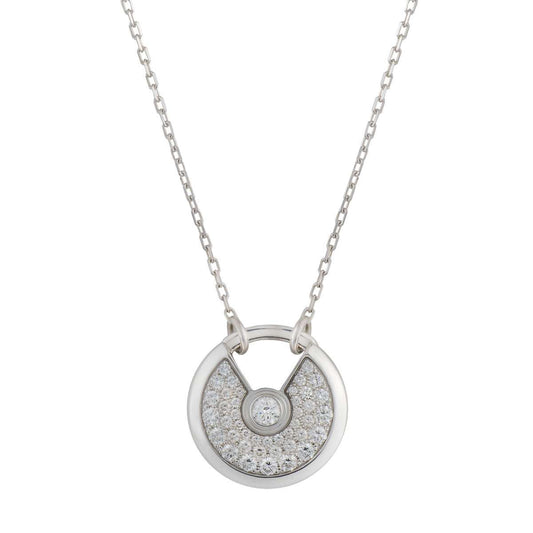 [Clara Jewels]AMULETTE SILVER FULL DIAMOND NECKLACE