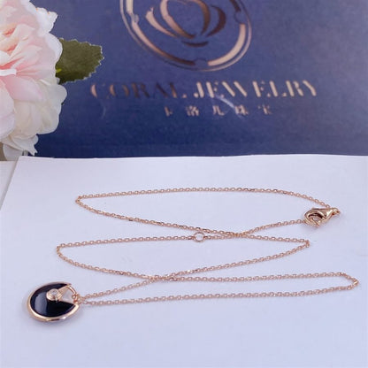 [Clara Jewels]AMULETTE ROSE GOLD ONYX NECKLACE